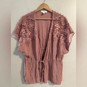 Forever 21 Pink Crochet Kimono Top size 2X in excellent condition